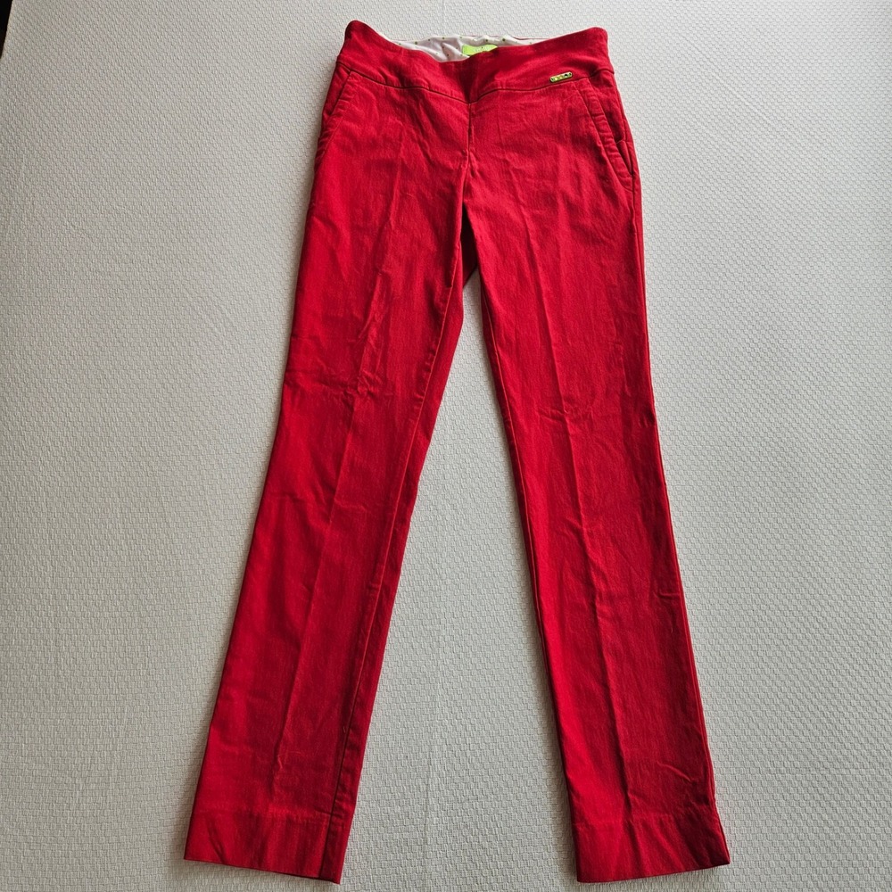Swing Control Womens Red Slim Leg Pull On Golf Pants 4 Straight Stretch Pocket